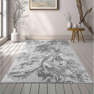 Serenity 268 SRN68 Modern Abstract Distressed Metallic Shimmer Soft Textured Hi-Lo Polyblend Short Pile Cool Grey/Charcoal Grey/Silver/Pale Grey/Frosted Blue-Grey Rug-Desire Rugs-Rug Love - The Most Loved Rug Store